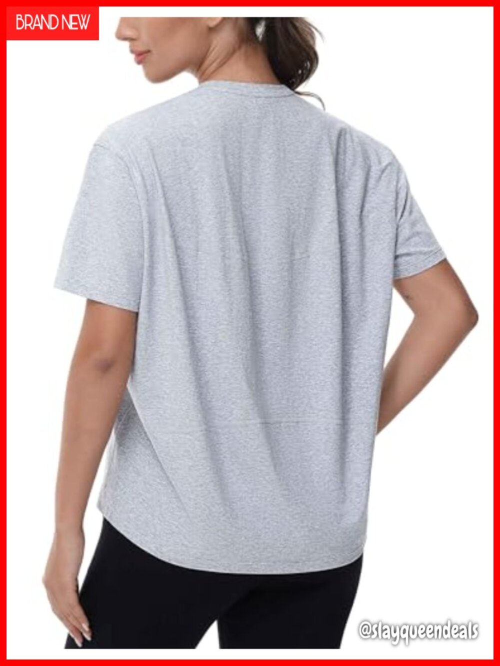 Womens Loose Fit Workout T-Shirt High Low Hem Crew Neck Running Tee